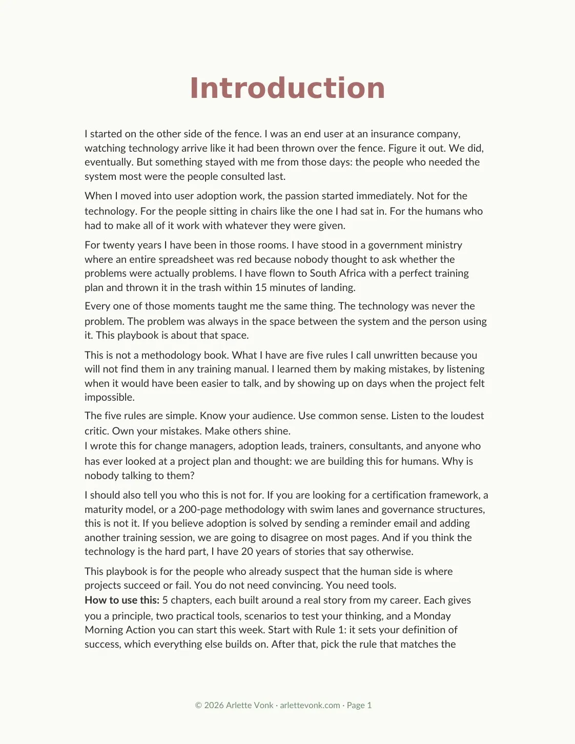 Introduction, first page: how I started on the other side of the fence